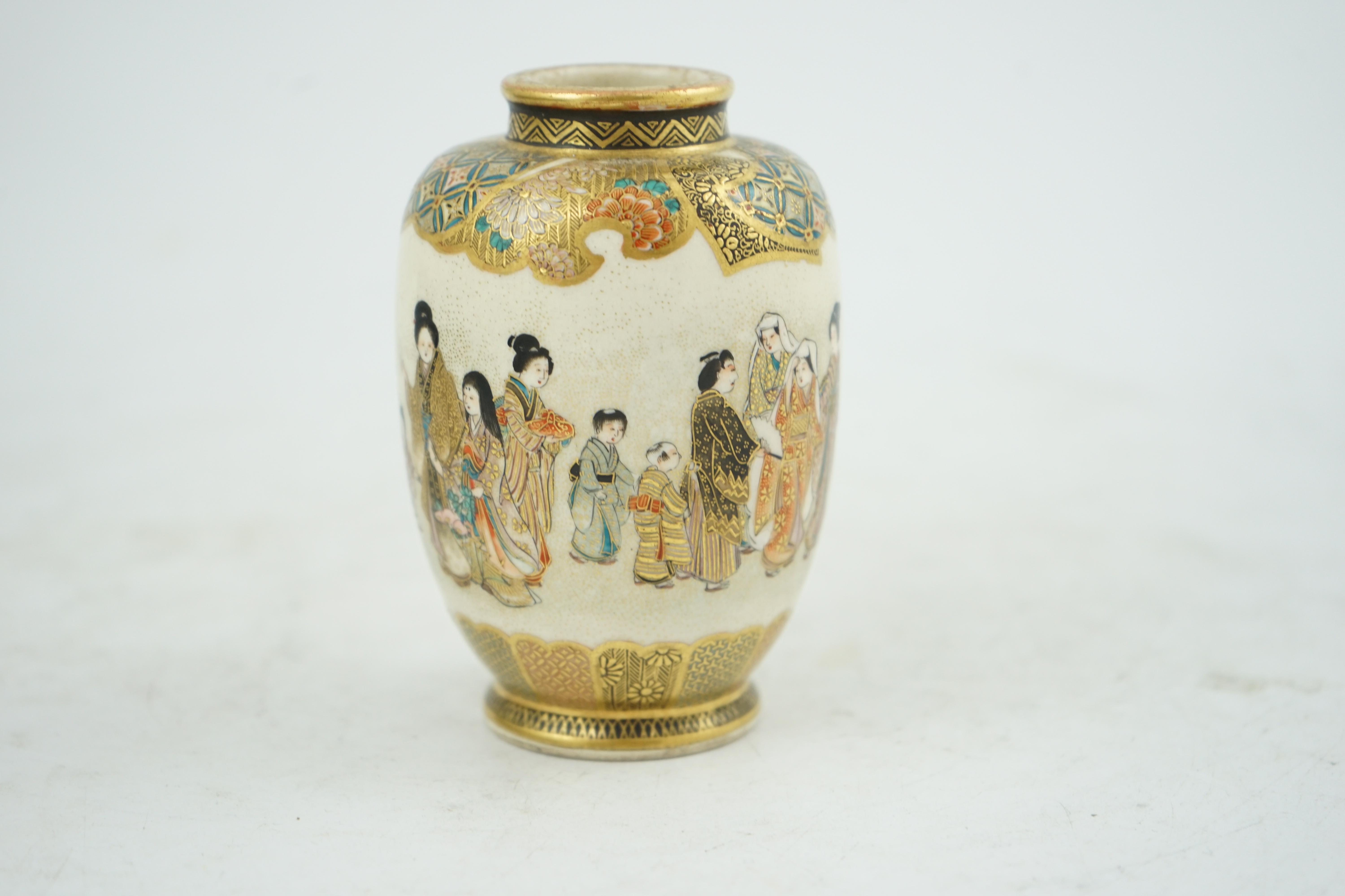 A Japanese Satsuma small ovoid vase, Meiji period